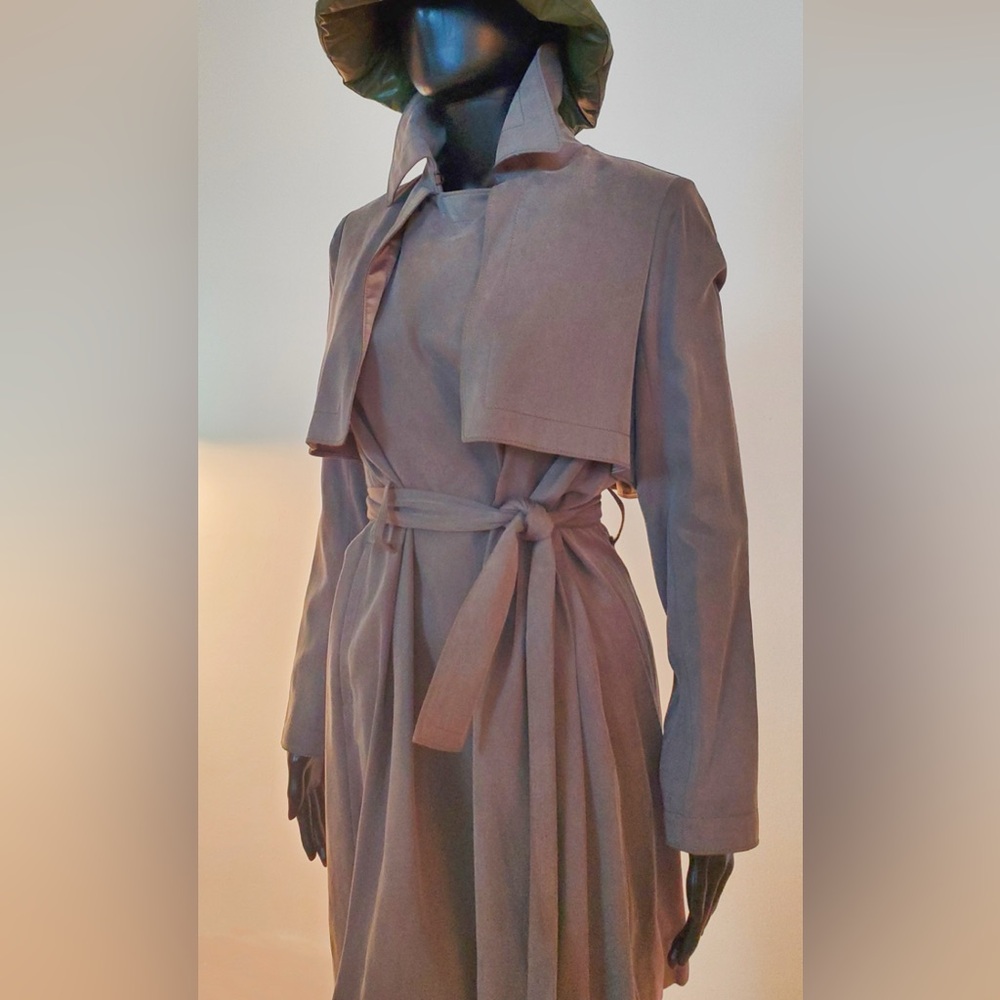 Club Monaco Soft Olive Belted Trench Coat Raincoat Overcoat (Hat Excluded)